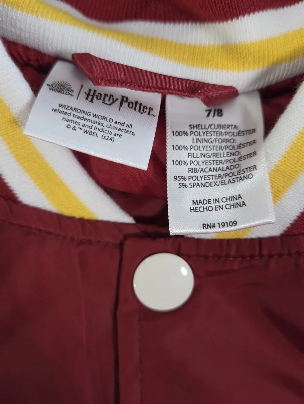 Warner Bros. Maroon and White Hogwarts Varsity Jacket